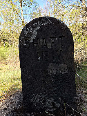 Aberfoyle past the tower. Looks a little like a gravestone, but is actually a marker for one of the vent shafts on the water route.