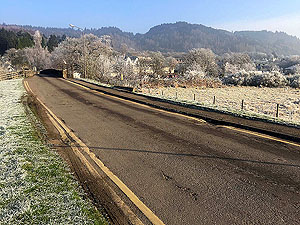 Aberfoyle past the tower. Aberfoyle looking very splendid in the winter sunshine