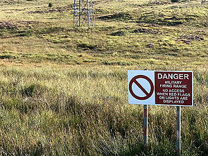 Glen Fruin to Loch Long. The first and last 4Km of the route run alongside the firing range.