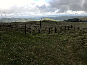 Glen Sherup loop. View down the hill towards the river Forth