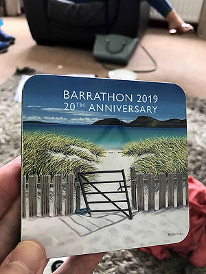 Barrathon. Not really the east coast, but that is where we tookk the picture. This is the coaster given to finishers.