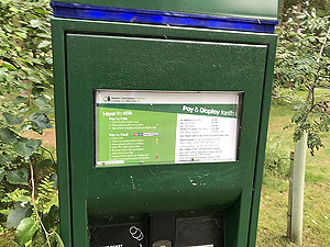 Bennachie. Sign for car park charges