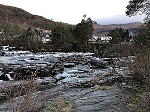 Killin - Lochan Breaclaich. The falls are a big tourist attraction