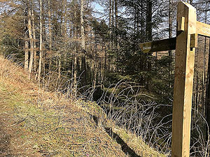 An Sidhean. Signpost for the path up the hill