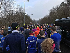 Balloch to Clydebank half. The mass crowds gather
