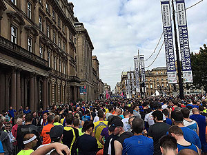 Glasgow half marathon. Looking at the start and up St Vincent Street