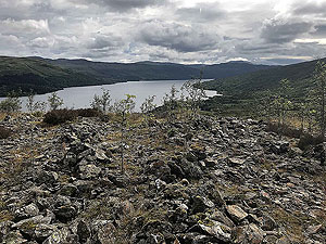 Kinlochard 5 lochs. Looking down on the loch