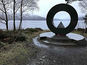 Rowerdennan to Loch Arklet. The monument, by Scottish artist Doug Cocker, acts as a focal point for the Ben Lomond National Memorial Park. This was established to commemorate those Scots who laid down their lives during the Second World War.