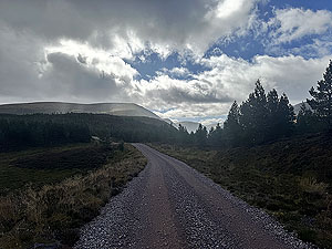 Caringorms trail marathon:  : A small shower of rain catches us