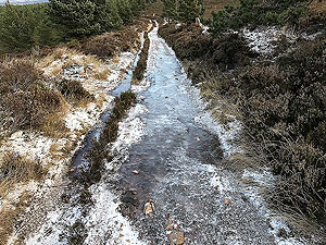 Ice covered path on the Firmounth loop