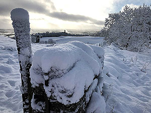 Snowy running morning towards the Wallace monument