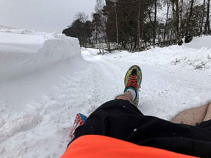 Fall in the snow while running