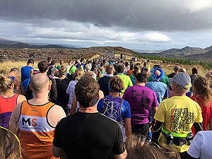 Runners gather at the start of the Loch Ness marathon