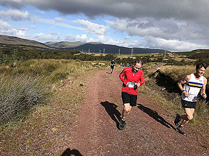 Runners heading up hill on the Hel N Back hill race.